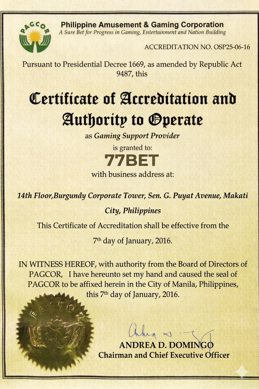 Giấy phép 77bet